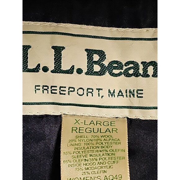 Vintage LL Bean Womans Coat Purple XL  Wool Alpaca Hooded Maxi Coat Fur Trim - Picture 3 of 7